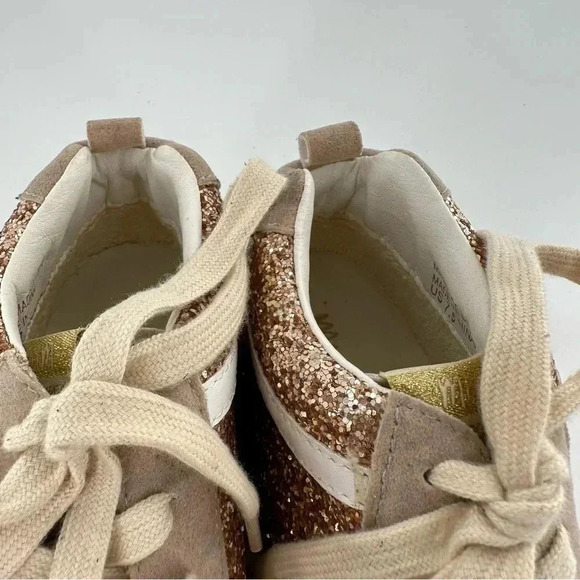 Miim womens high top sneakers size 7.5 faux suede rose gold glitter streetwear - Picture 10 of 13